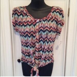 Self Steem Pink Chevron Lace Crop Top Size M